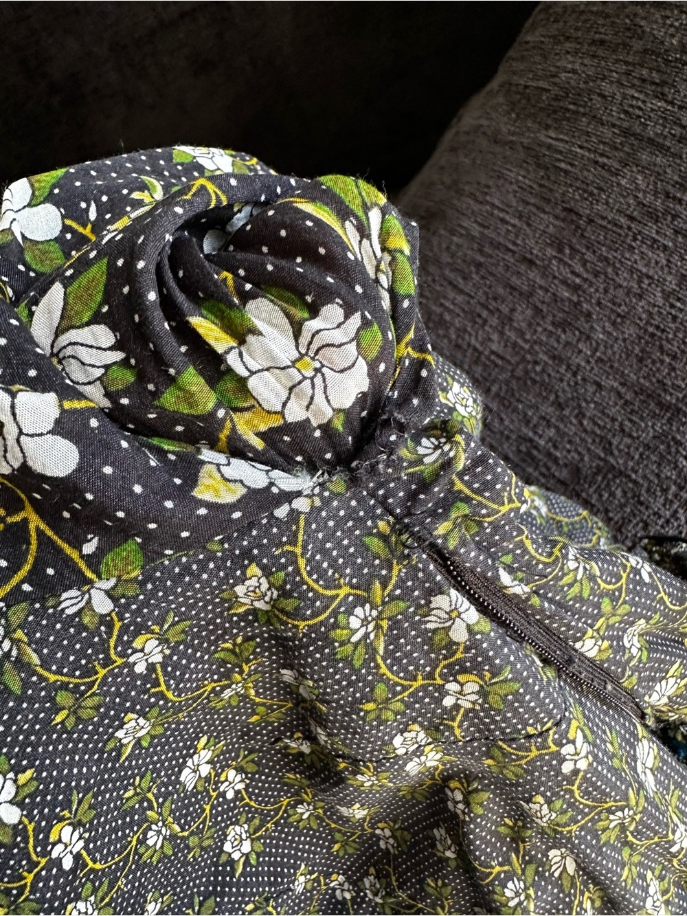 Anthropologie Karoline Black Floral Tiered Maxi Dress with Green Accents Small - Picture 16 of 16